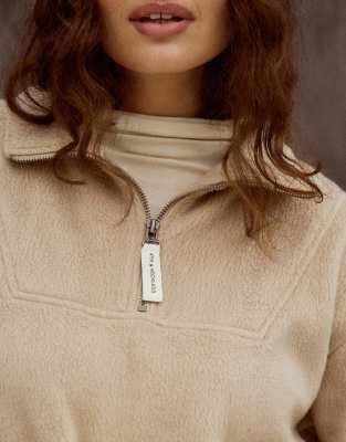 4th & Reckless Quarter Zip Elasticated Waist Fleece In Brown