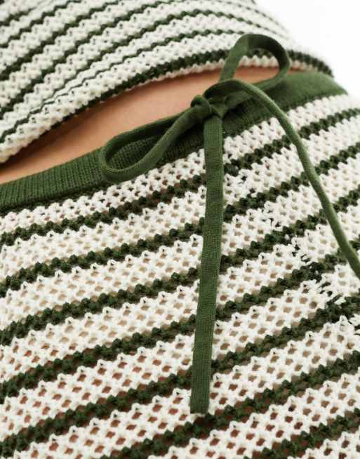 4th & Reckless rafeli crochet knit beach trouser co-ord in sage green, 2 of 5