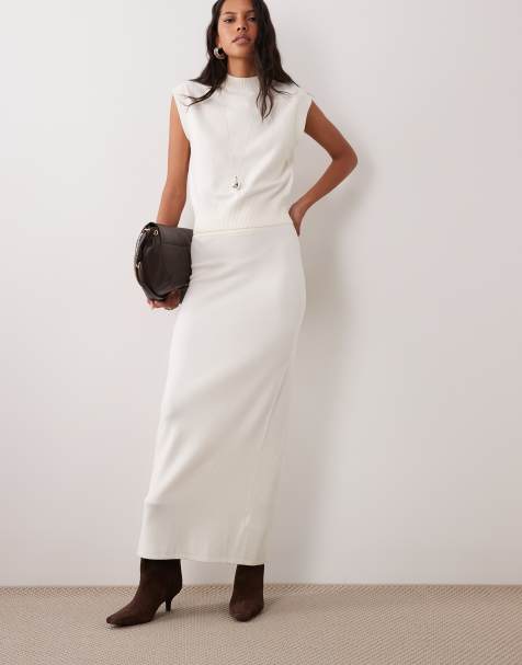 4th & Reckless rib knit detailing maxi skirt in cream - part of a set - view 1