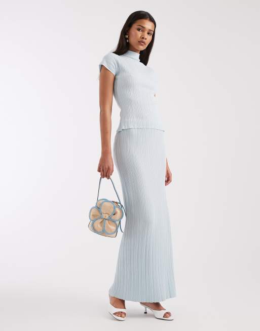 4th & Reckless rib knit maxi skirt in baby blue - part of a set | ASOS