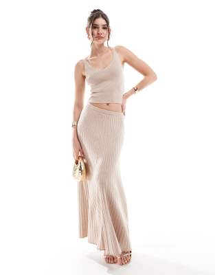 4th & Reckless Rib Knit Maxi Skirt In Camel - Part Of A Set-neutral