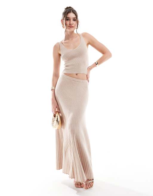 4th & Reckless rib knit maxi skirt in camel - part of a set