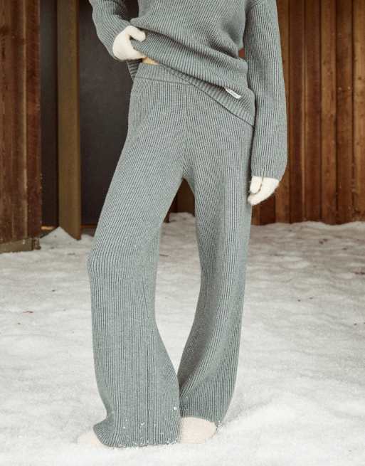 4th & Reckless rib knit relaxed wide leg pants in gray - part of a set, 4 of 4