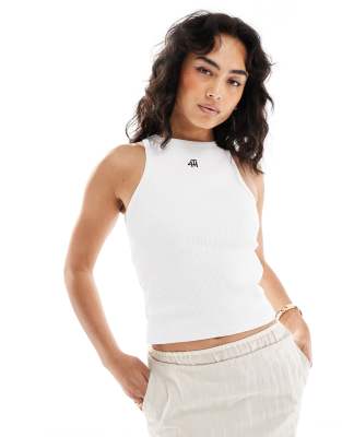 4th & Reckless 4th & Reckless ribbed embroidered logo vest top in white