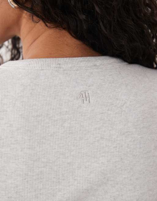 4th & Reckless ribbed jersey shoulder pad popper front top in grey (part of a set), 2 of 4