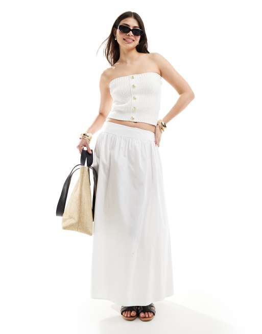 4th & Reckless ribbed knit bandeau gold button detail top in