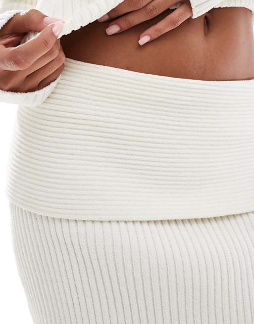 4th & Reckless ribbed knit fold detail maxi skirt in cream - part of a set 4th & Reckless ribbed knit fold detail maxi skirt in cream - part of a set