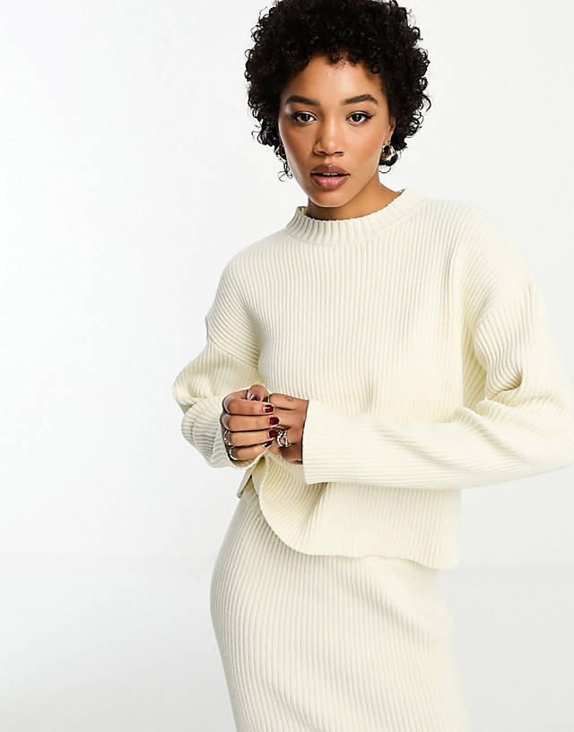 4th & Reckless - ribbed knit jumper co-ord in cream