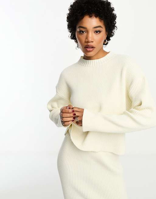 4th & Reckless ribbed knit jumper co-ord in cream | ASOS