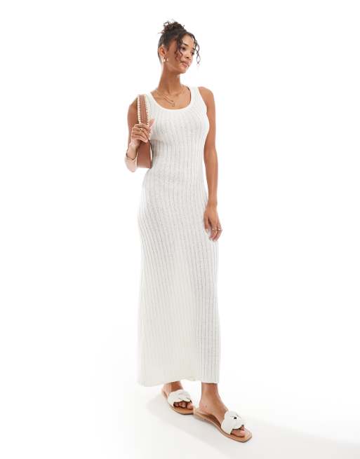  4th & Reckless ribbed knit sleeveless scoop neck maxi dress in cream