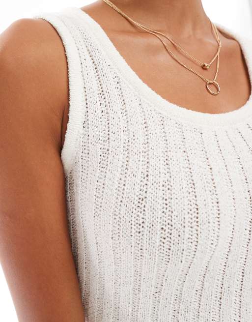 4th & Reckless ribbed knit sleeveless scoop neck maxi dress in cream | ASOS