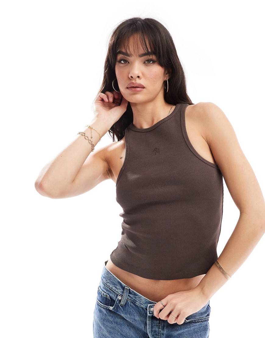 4th & Reckless Ribbed Logo Tank Top In Brown