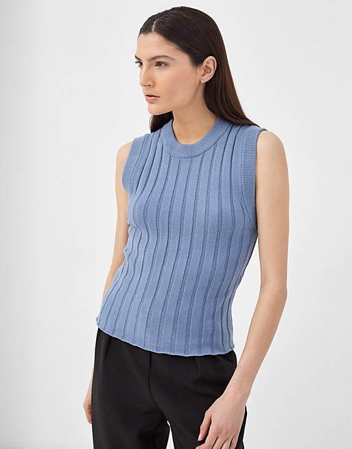 4th & Reckless ribbed vest top in blue
