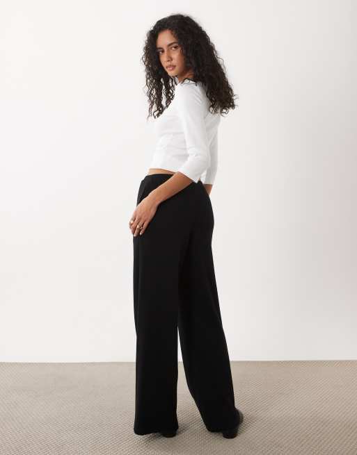 4th & Reckless ribbed wide leg trousers co-ord in black, 3 of 5
