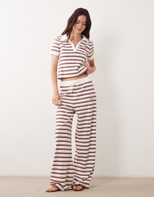 4th & Reckless Ribbed Wide Waistband Drawstring Waist Wide Leg Pants In Neutral