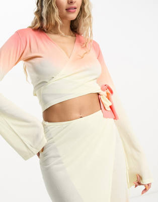 4th & Reckless rio wrap top co-ord in orange ombre