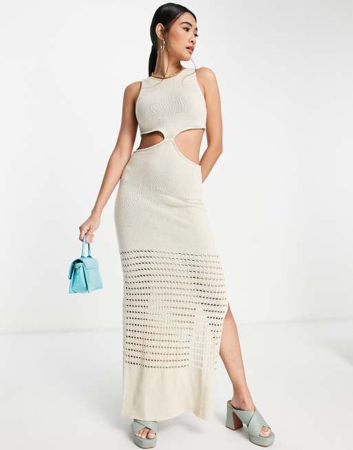 4th & Reckless - Robe de plage longue en maille à découpes - Sable