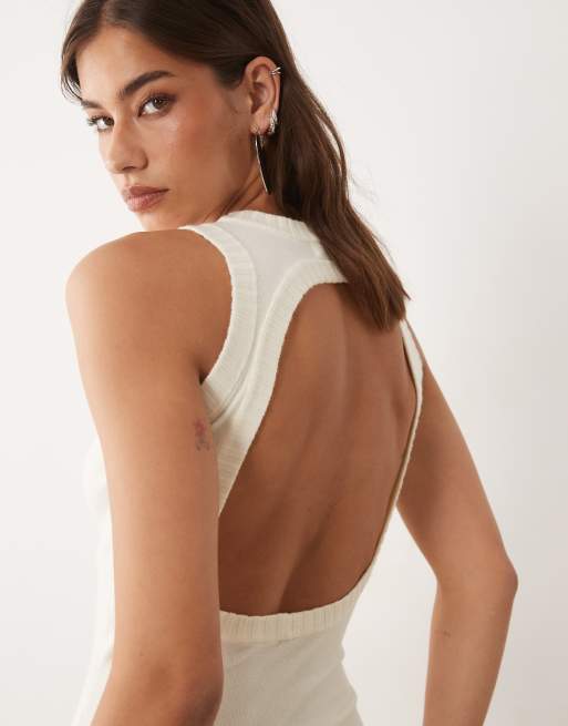 4th & Reckless - Robe de plage longue en maille avec dos ouvert - Beige , 4 de 5