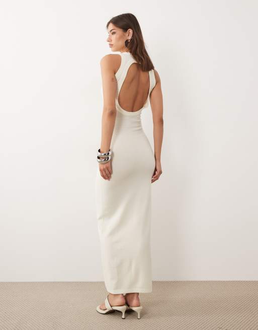 4th & Reckless - Robe de plage longue en maille avec dos ouvert - Beige , 5 de 5