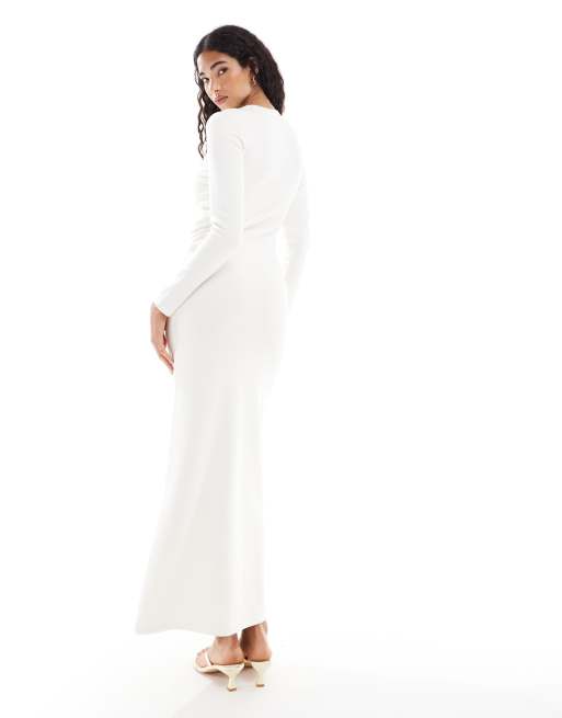 4th & Reckless - Robe longue asymétrique drapée sur le buste - Écru, 3 de 4