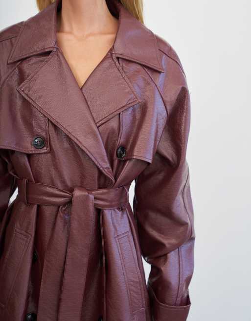 4th & Reckless – Rödbrun trenchcoat i PU, 2 av 4