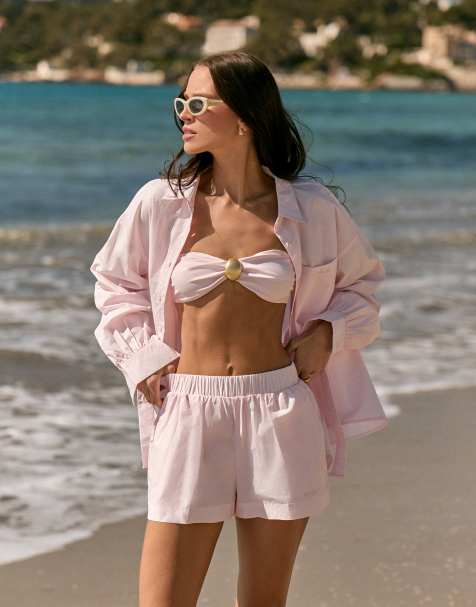 4th & Reckless – Rosa shorts i bomull med elastisk midja, del av set - view 1