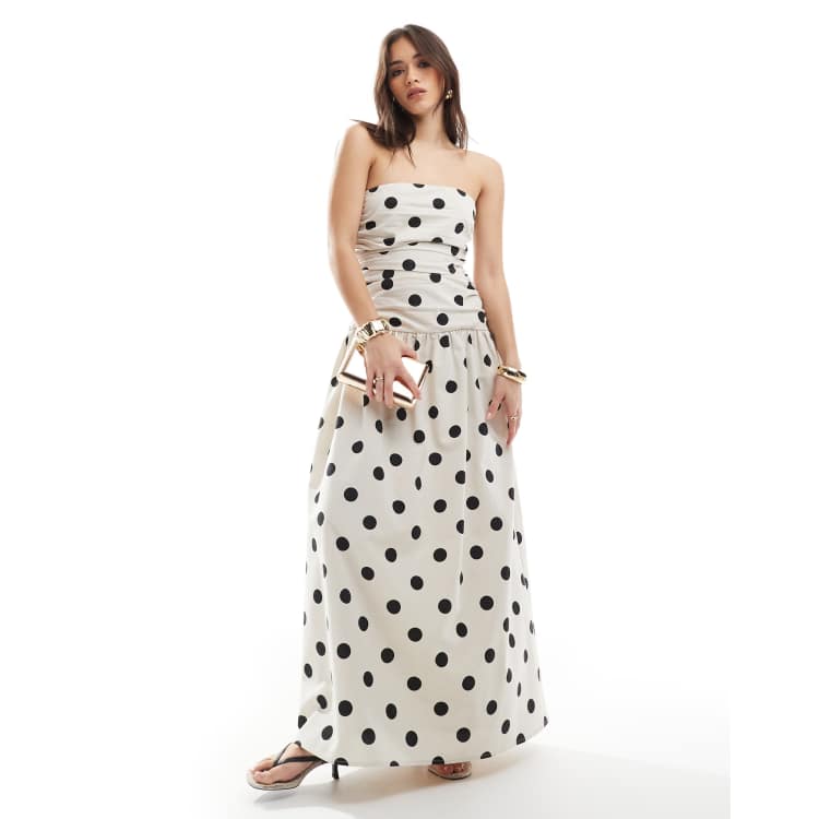 4th & Reckless ruched bandeau dropped waist linen blend maxi