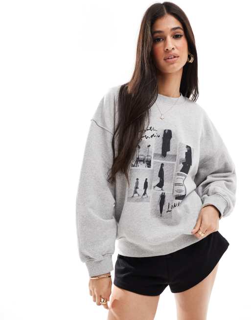 4th & Reckless runway polaroid sweatshirt in gray