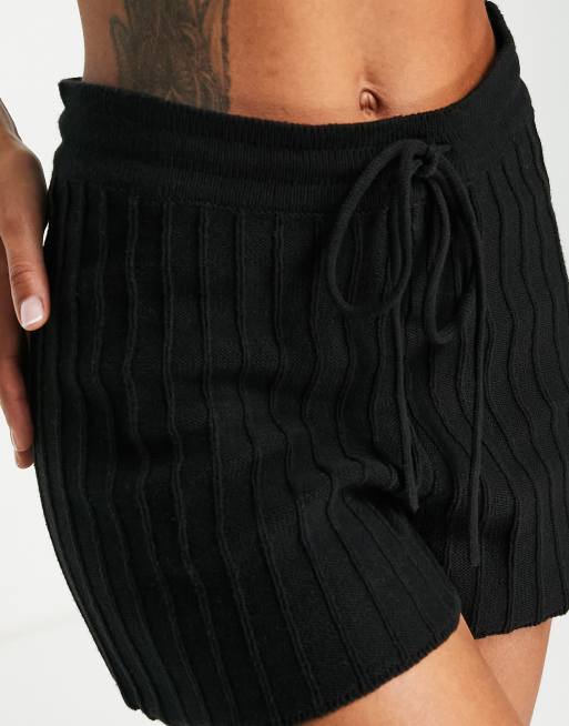 4th & Reckless Samuel beach short co-ord in black textured rib, 3 of 4
