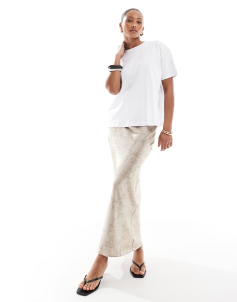 4th & Reckless - Satijnen maxi rok in beige marmerprint - view 1