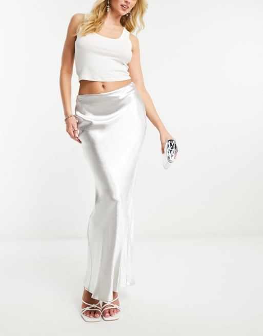 4th & Reckless - Satijnen maxi rok in zilver