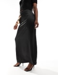 [4th & Reckless] 4th & Reckless satin back split maxi skirt in black 6 BLACK