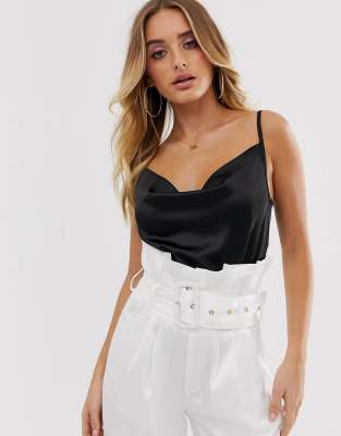 satin cowl neck bodysuit