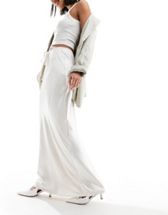 ASOS DESIGN satin maxi skirt with high side split in ivory - part
