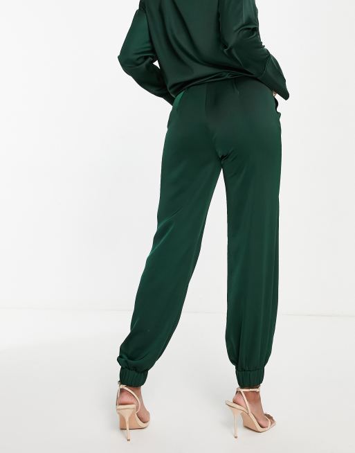 4th Reckless satin joggers co ord in forest green ASOS