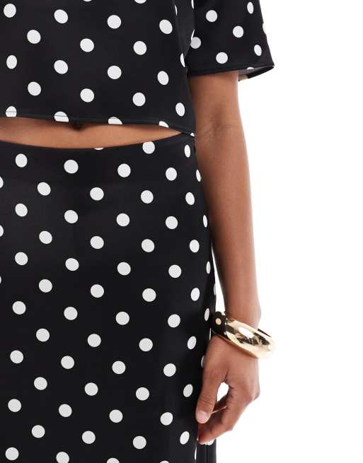 4th & Reckless satin lace insert maxi skirt in black polka dot - part of a set