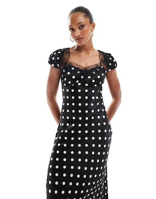 4th & Reckless satin lace trim cap sleeve maxi dress in 4th & Reckless satin lace trim cap sleeve maxi dress in