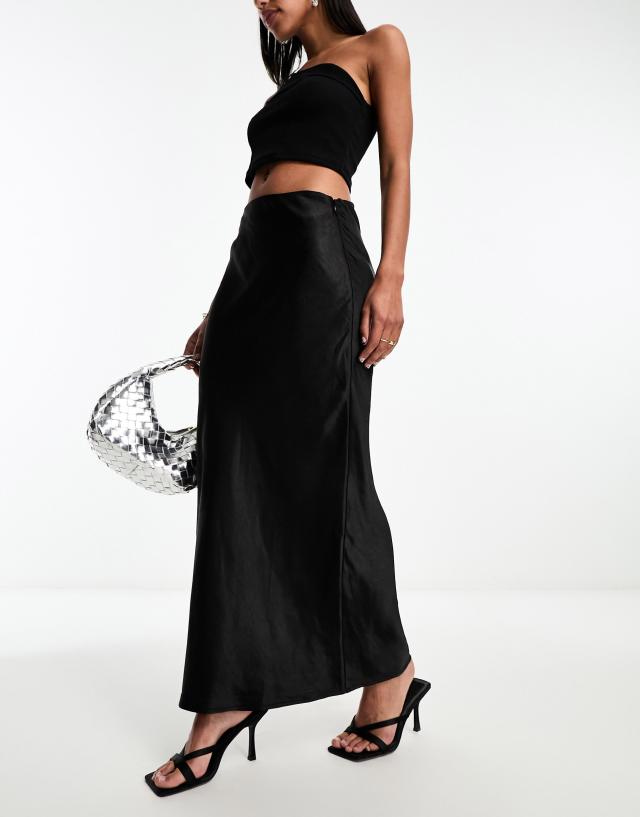 4th & Reckless - satin maxi skirt in black