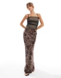 [4th & Reckless] 4th & Reckless satin maxi skirt in brown snake print-Multi 6 SNAKE