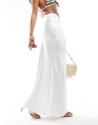 4th & Reckless Satin Maxi Skirt In White - Part Of A Set