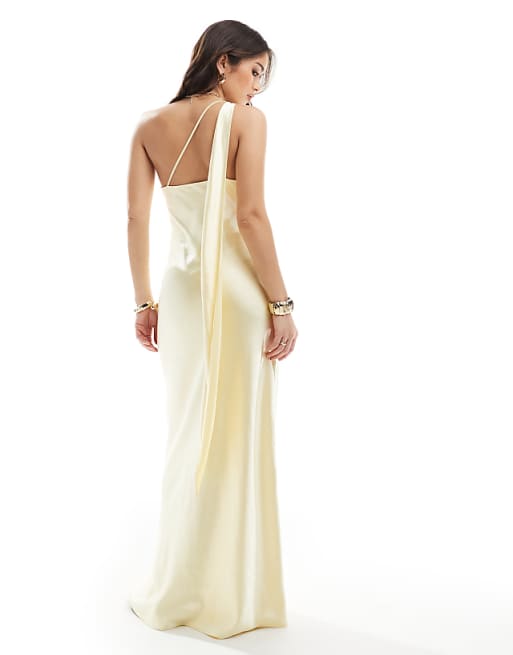 4th & Reckless satin one shoulder drape detail maxi dress in 4th & Reckless satin one shoulder drape detail maxi dress in