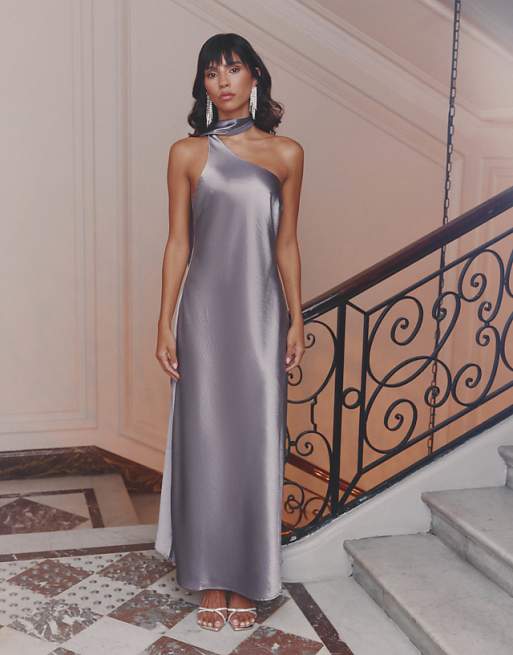 one shoulder silver dress Talulla Formal One-Shoulder Sequin Mini Customize service available Jnylon Studio Metallic Crinkle One-Shoulder