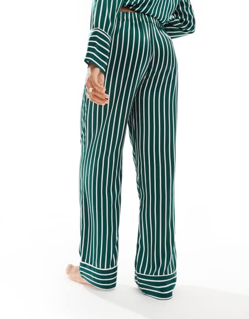 4th & Reckless satin stripe pajama pants in green - part of a set, 3 of 4