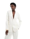 [4th & Reckless] 4th & Reckless satin tailored blazer in cream (Part of a set)-White 12 CREAM
