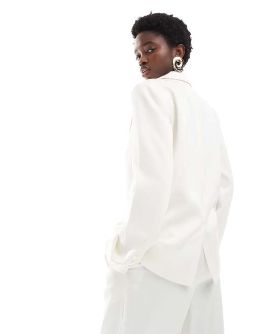 4th & Reckless satin tailored blazer in cream - part of a set, 3 of 4