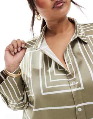 4TH & RECKLESS PLUS 4TH & RECKLESS SATIN WIDE CUFF BUTTON FRONT SHIRT 