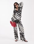 [4th & Reckless] 4th & Reckless satin wide leg pants in black and white print (part of a set) 12 MULTI