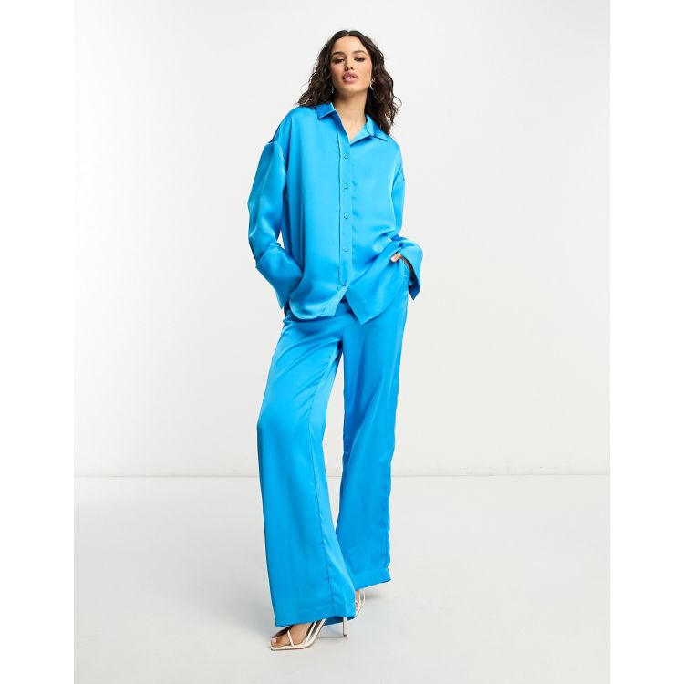 パンツ Blue Version Wide Leg Pants Denim Indigo Wide Leg Pants | Karen Millen