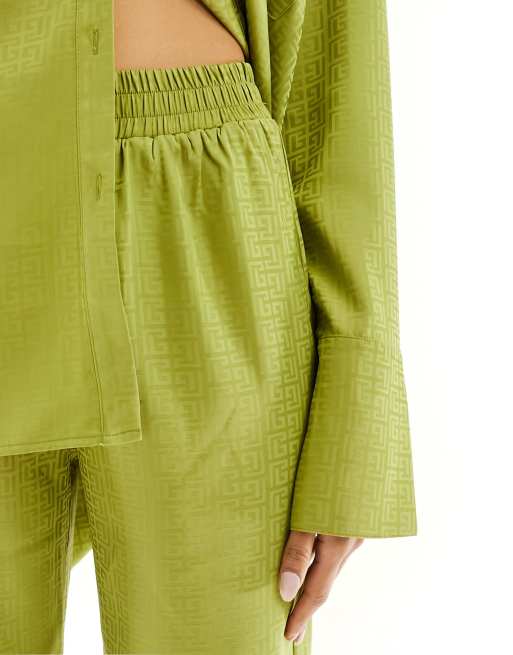 4th & Reckless satin wide leg pants in lime - part of a set