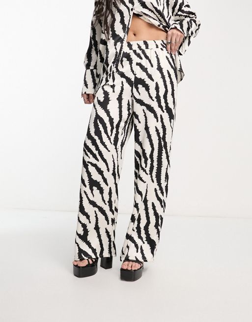 Black Zebra Print Wide Leg Pants
